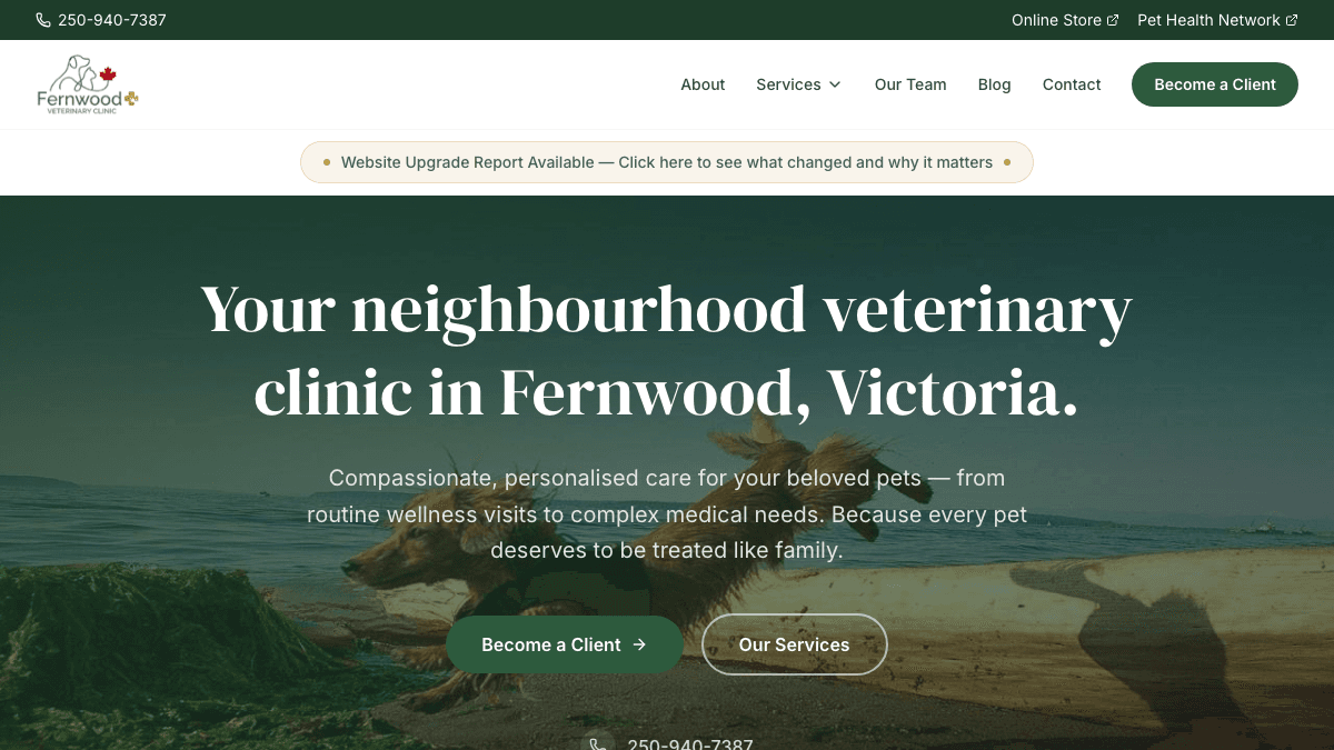 Fernwood Veterinary Clinic — upgraded website (fvc.anrproductions.ca)