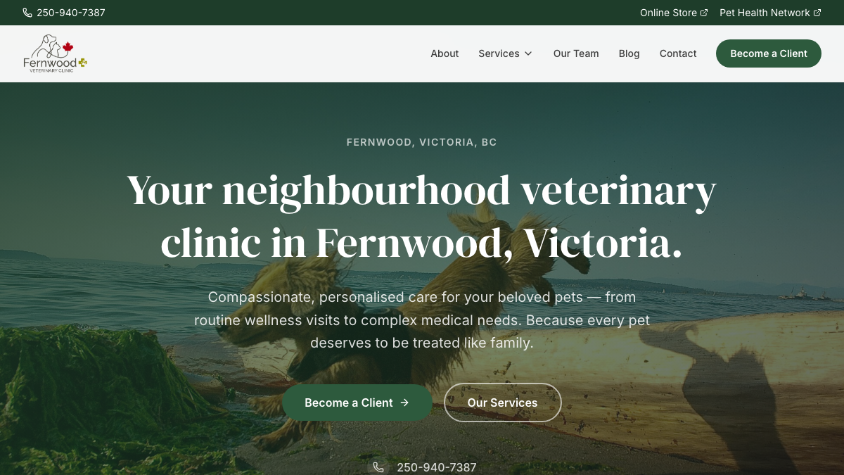 Fernwood Veterinary Clinic — upgraded website (fvc.anrproductions.ca)